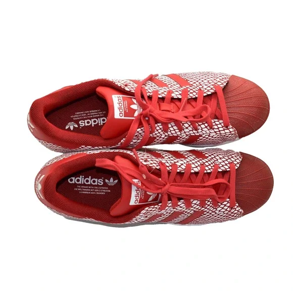 B2 NIB ADIDAS SUPERSTAR SNAKE PACK Originals Red/White Shoes S82730 Size 11.5 - Picture 3 of 6
